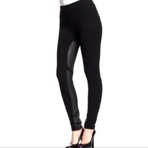 THEORY Imona black lamb leather equestrian leggings, size L.